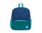 Front view of Ten Little Recycled Backpack 12 Inch - Navy & Green. Available at www.tenlittle.com
