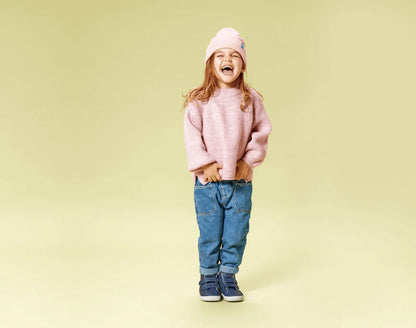 Child wearing Ten Little Everyday High Tops - True Navy. Available at www.tenlittle.com