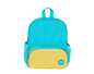 Front view of Ten Little Recycled Backpack 12 Inch - Teal & Yellow. Available at www.tenlittle.com