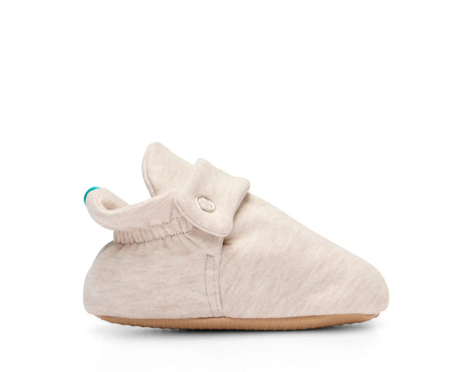 Side view of Ten Little Everyday Baby Booties - Heather Oat. Available at www.tenlittle.com