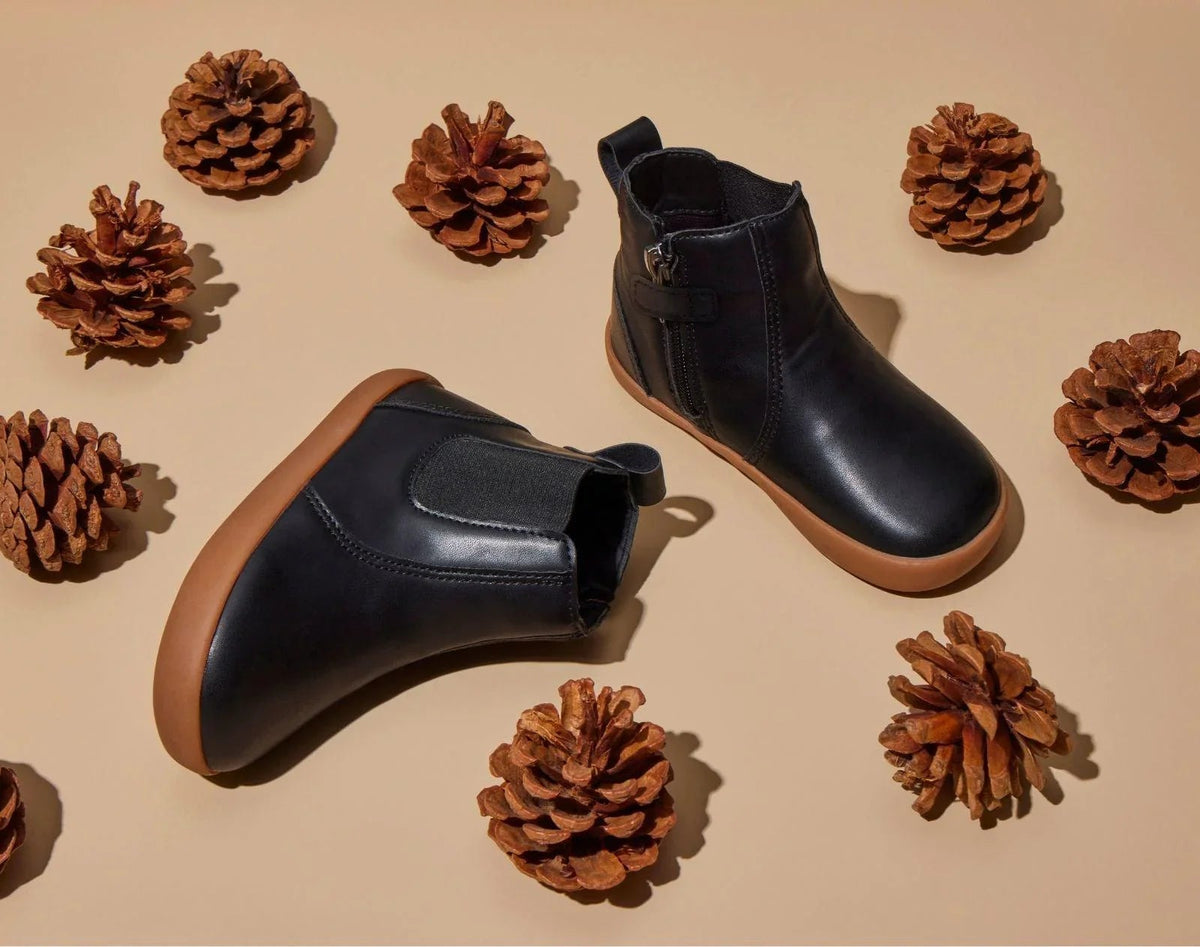 Top and side view of Ten Little Chelsea Boots - Classic Black. Available at www.tenlittle.com