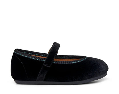 Side view of Ten Little Velvet Ballet Flats - Classic Black. Available at www.tenlittle.com