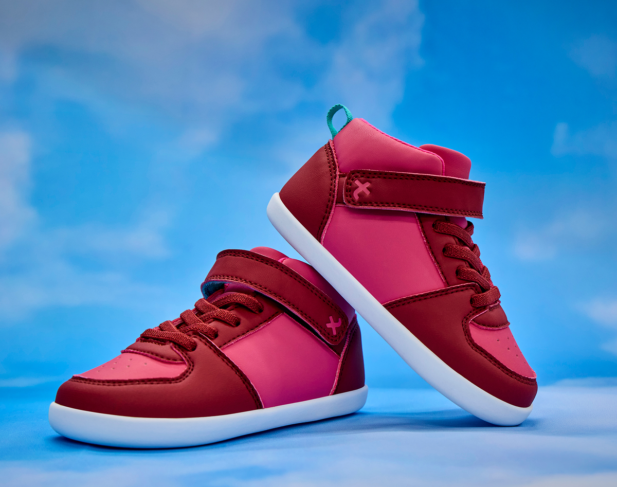 Side view of Ten Little Varsity Mid Tops - All Star Pink. Available at www.tenlittle.com