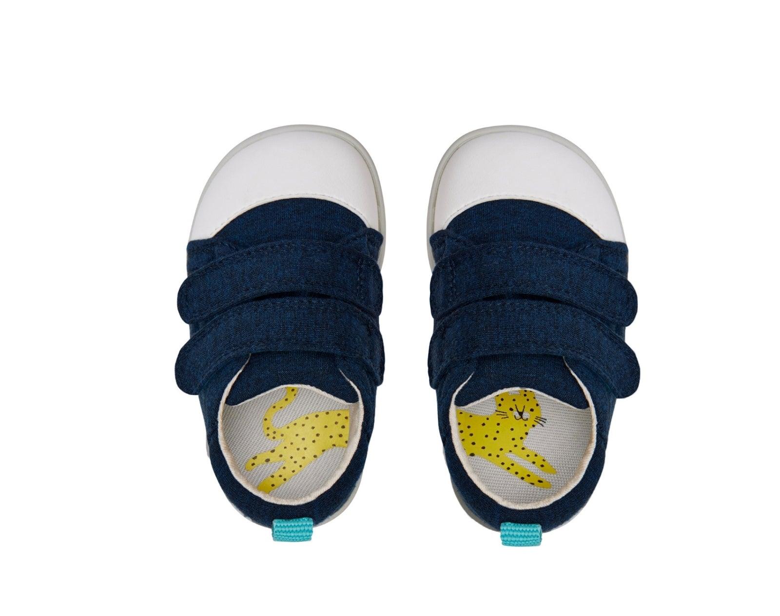 Top view of Ten Little First Walkers - Navy Blue. Available at www.tenlittle.com