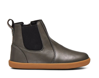Side view of Ten Little Chelsea Boots - Metallic Gray. Available at www.tenlittle.com