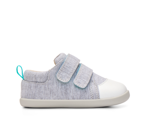 Side view of Ten Little First Walkers - Heather Gray. Available at www.tenlittle.com