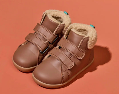 Side and top view of Ten Little Furry High Tops - Chestnut Brown. Available at www.tenlittle.com