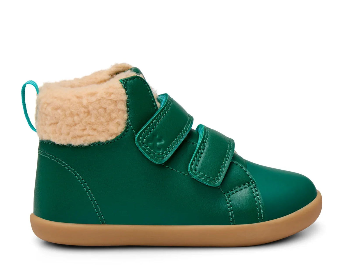 Side view of Ten Little Furry High Tops - Emerald Green. Available at www.tenlittle.com
