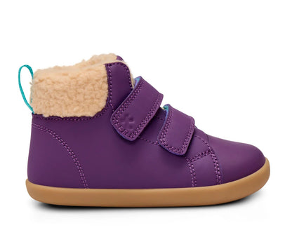 Side view of Ten Little Furry High Tops - Power Purple. Available at www.tenlittle.com