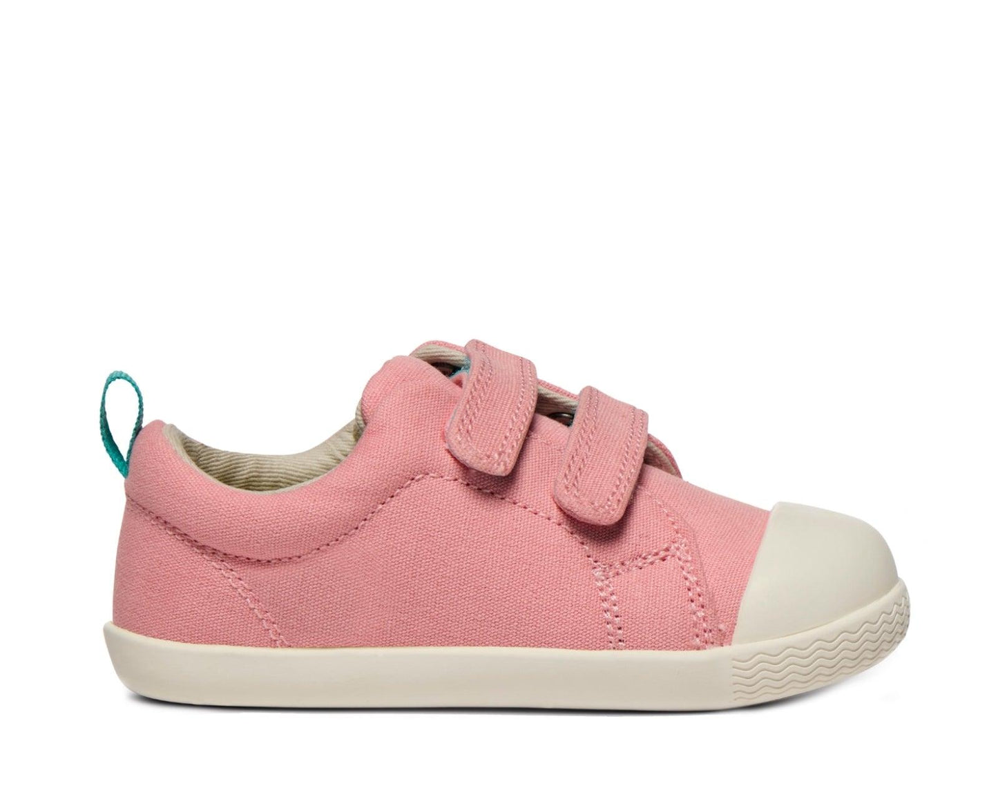 Side view of Ten Little Eco Canvas Sneakers - Piggy Pink. Available at www.tenlittle.com