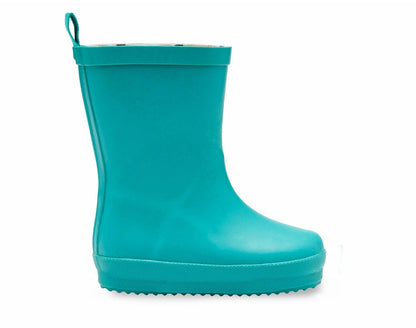 Side view of Ten Little Rain Boots - Teal. Available at www.tenlittle.com